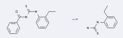 Thiourea,N-(2-ethylphenyl)- can be prepared by 1-Benzoyl-3-(2-ethylphenyl)-2-thiourea at the temperature of 85-87 °C.